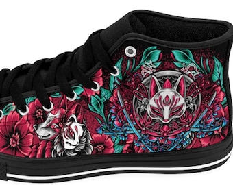 Zapatillas Kitsune para hombre, zapatos de zorro japonés, zapatillas altas con estética anime, calzado de moda asiática Harajuku