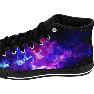 Womens Galaxy Shoes, Outer Space Sneakers Astronomy Rave Nebula Universe Milky Way Planets Colorful Astronomer Footwear Clothing Outfit Wear