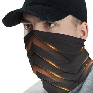 Dystopian Face Mask Cyberpunk Neck Gaiter Futuristic Ninja Anime Luxury Grey Gold Egyptian Warrior Armor Sci-fi Clothing Outfit Future Wear