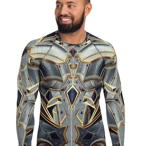 Cyberpunk Armor Shirt, Futuristic Space Suit Costume Athletic Workout Rash Guard Cosplay Outfit Steampunk Scifi Long Sleeve Robot Cyborg