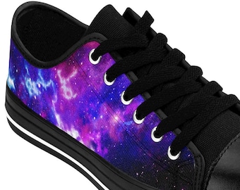 Mens Galaxy Outer Space Shoes, Astronomy Nebula Universe Sneakers, Cosmic Astral Astronomer Rave Colorful Vibrant Low Tops Festival Clothing