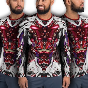 Sci-Fi Armor Shirt, Futuristic Cyberpunk Cosplay Space Suit Anime Outfit, Cybergoth Clothing Cyborg Robot Mens Rash Guard Costume Athletics
