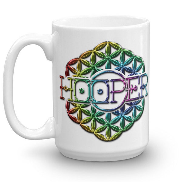 Hooper Mug, Hula Hooping Flow Artist Coffee Cup Fire Mini Led Hoops Sacred Geometry Flower of Life Spiritual Chakras Rave Hippie Psytrance