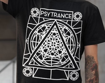 Psytrance Sacred Geometry Shirt Trance Tribal Rave EDM Goa Outfit Festival Trippy Geometric Symbols Top Techno Prog Psy Tribe Shapes Symbols