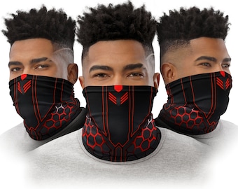 Ninja Face Mask Neck Gaiter Cyberpunk Techwear Futuristic Cosplay Armor Cybergoth Anime Bandanna Balaclava Outfit Clothing Future Goth Wear