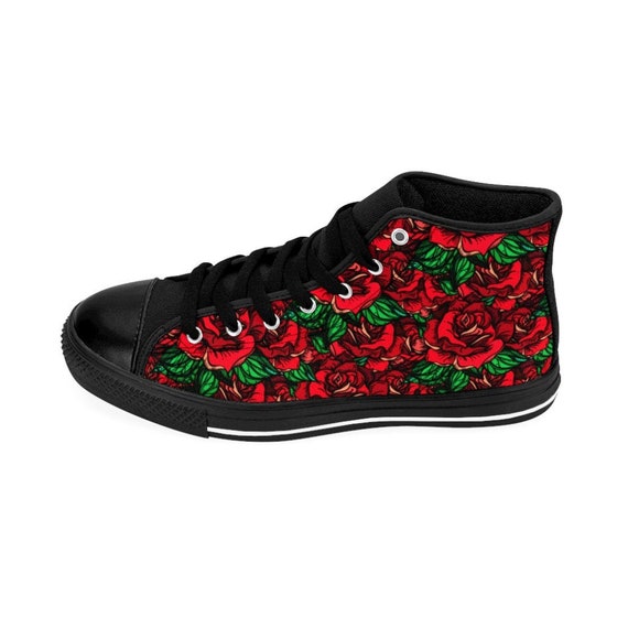 Womens Rose Shoes Rockabilly Aesthetic Sneakers, Psychobilly Footwear High  Tops Floral Flowers Gardening Rosebush Punk Ska Greaser -  Canada