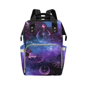 Celestial Diaper Bag Backpack Sun Moon Insulated Travel Bottle Cooler Baby Shower Gift Idea for Moms Dads New Parents Newborns Boho Witchy