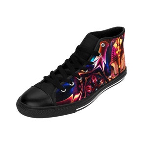 Pharaoh Shoes, King Tut Rave Sneakers Festival Sacred Geometry Hi-Tops EDM Egyptian Gods Tutankhamen Trippy Fractal Psychedelic Anubis Horus image 7