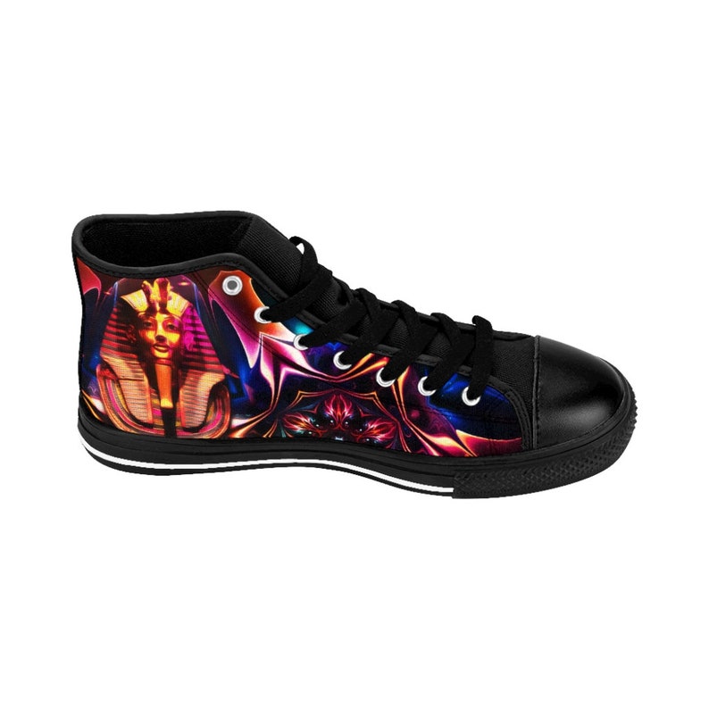 Pharaoh Shoes, King Tut Rave Sneakers Festival Sacred Geometry Hi-Tops EDM Egyptian Gods Tutankhamen Trippy Fractal Psychedelic Anubis Horus image 6