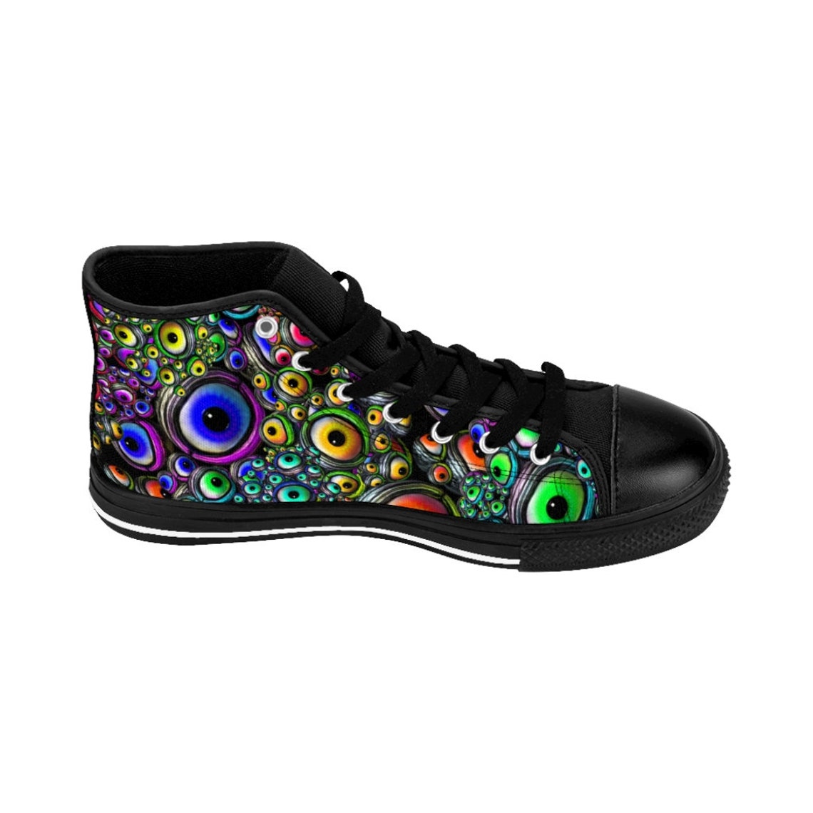 Black Skull Trippy Psychedelic Women's High Top Shoes