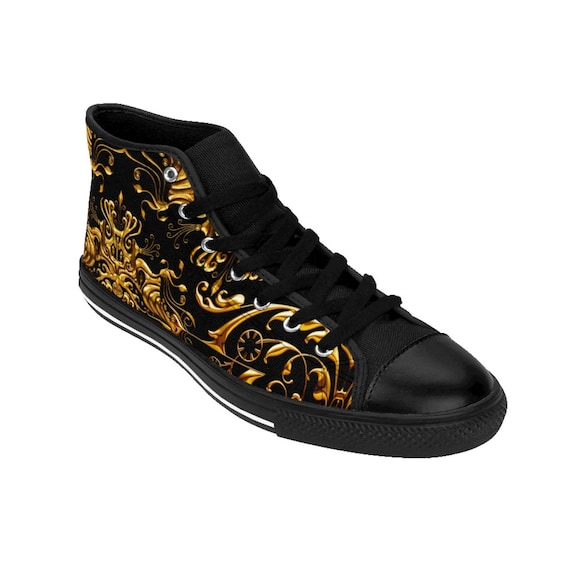 Black and gold clearance mens high top sneakers