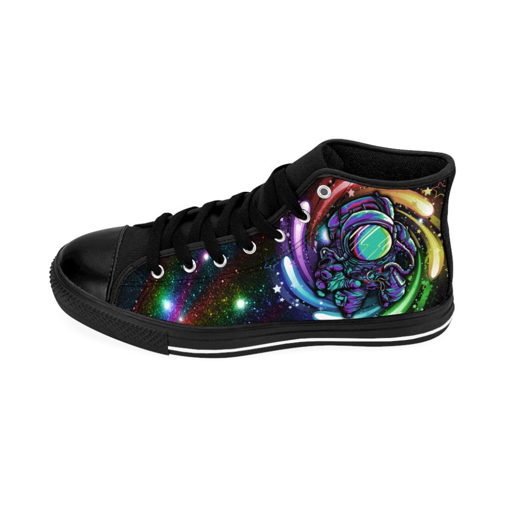 Mens High-top Astronaut Sneakers Lgbtq Galaxy Space Shoes Rainbow Gay Pride Colorful Astronomy Rave Festival Edm High Top Tops Hightops Gift