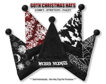 Goth Santa Krampus Hat Gothic Christmas Winter Cap Black Edgy Alt Holiday Dark Creepy Witchy Wiccan Pagan Wicca Vampire Merry Hexmas Macabre