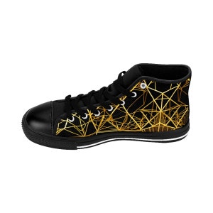 Mens Shoes Black Gold Sneakers Geometric Fashion High Tops Ornamental Luxury Stylish Luxurious Geometry Classy Mod Art Deco Outfit Footwear zdjęcie 7