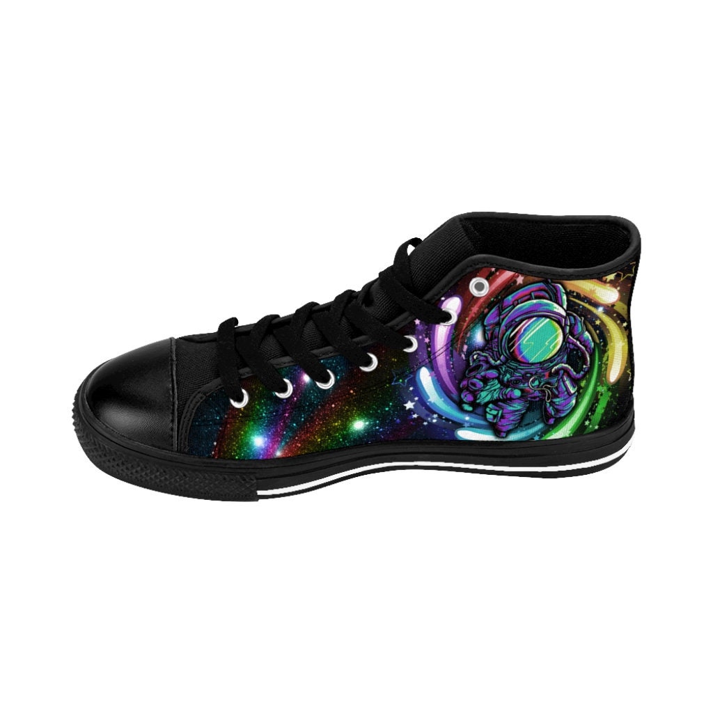 Mens High-top Astronaut Sneakers Lgbtq Galaxy Space Shoes Rainbow Gay Pride Colorful Astronomy Rave Festival Edm High Top Tops Hightops Gift