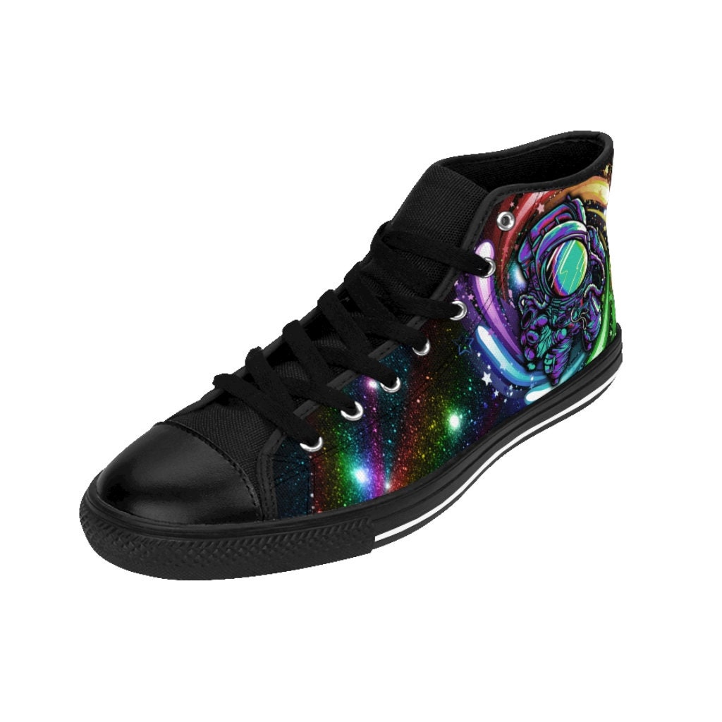 Mens High-top Astronaut Sneakers Lgbtq Galaxy Space Shoes Rainbow Gay Pride Colorful Astronomy Rave Festival Edm High Top Tops Hightops Gift