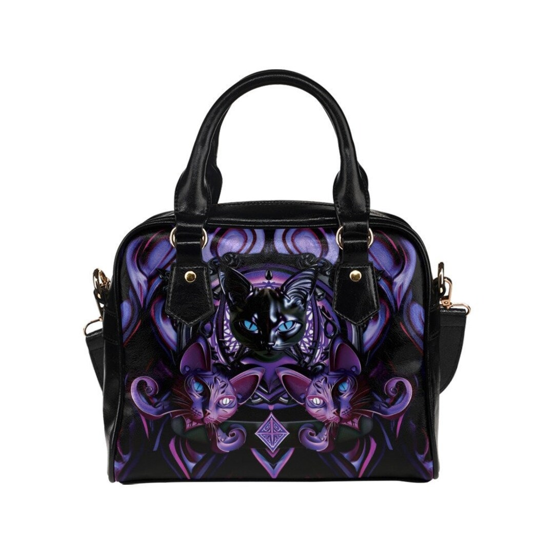 Banned Alternative Heart of Gold Black Cat Handbag