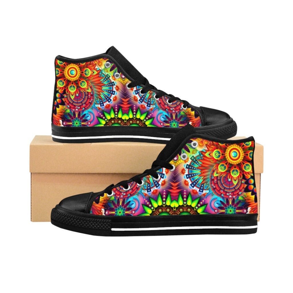 Mens Trippy Rave Shoes Colorful Hippie Sneakers Psychedelic Etsy