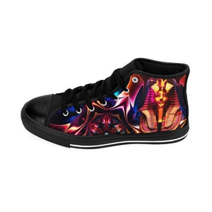 Pharaoh Shoes, King Tut Rave Sneakers Festival Sacred Geometry Hi-Tops EDM Egyptian Gods Tutankhamen Trippy Fractal Psychedelic Anubis Horus image 5