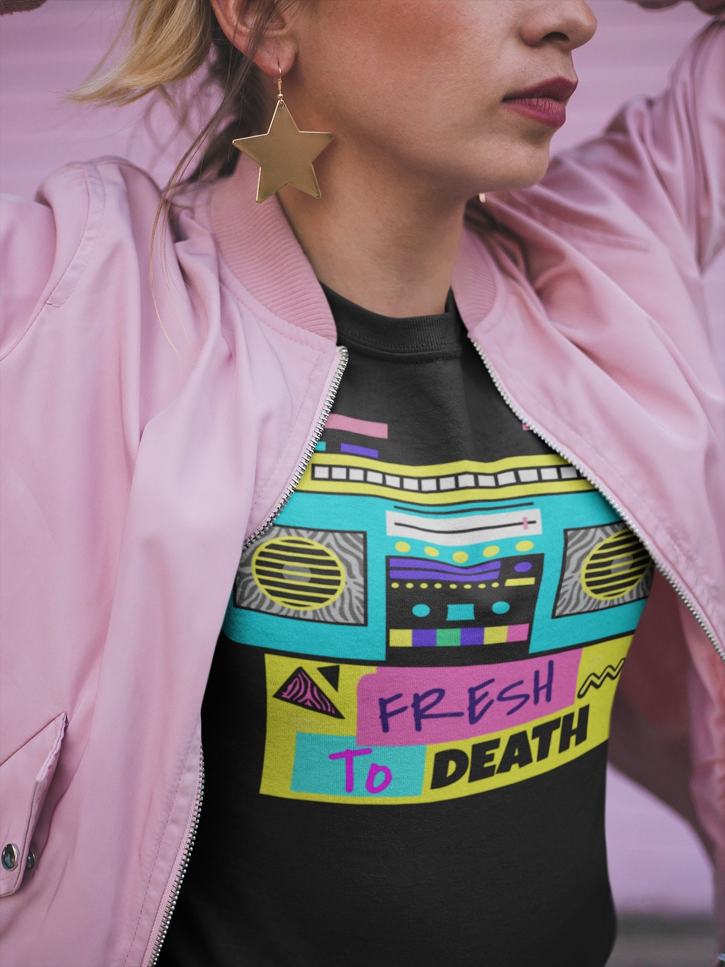 Nineties Shirt Retro Old School Outfit Boombox 90s Fresh to Death