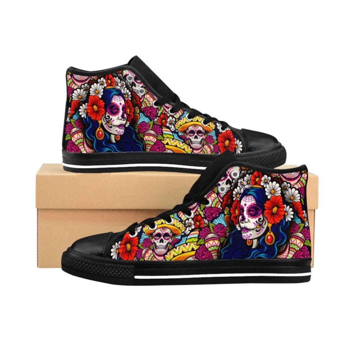 Mens Dia De Los Muertos Shoes Halloween Sneakers Day of the Etsy
