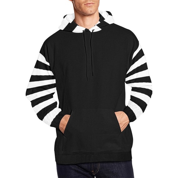 Black White Stripe Sleeves Hoodie Nightmare Striped Goth Christmas Gift  Mens Alt Edgy Gothic Lightweight Stretch Pullover Creepy Bold Occult -   Canada