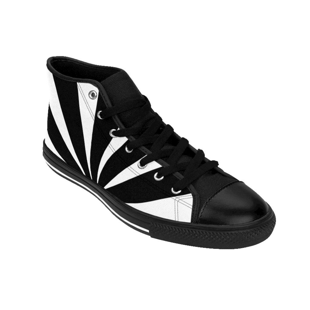 black white striped shoes
