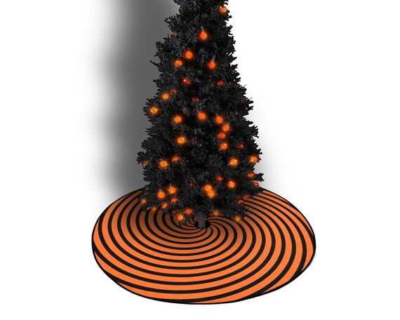 Black christmas tree cheap with orange lights