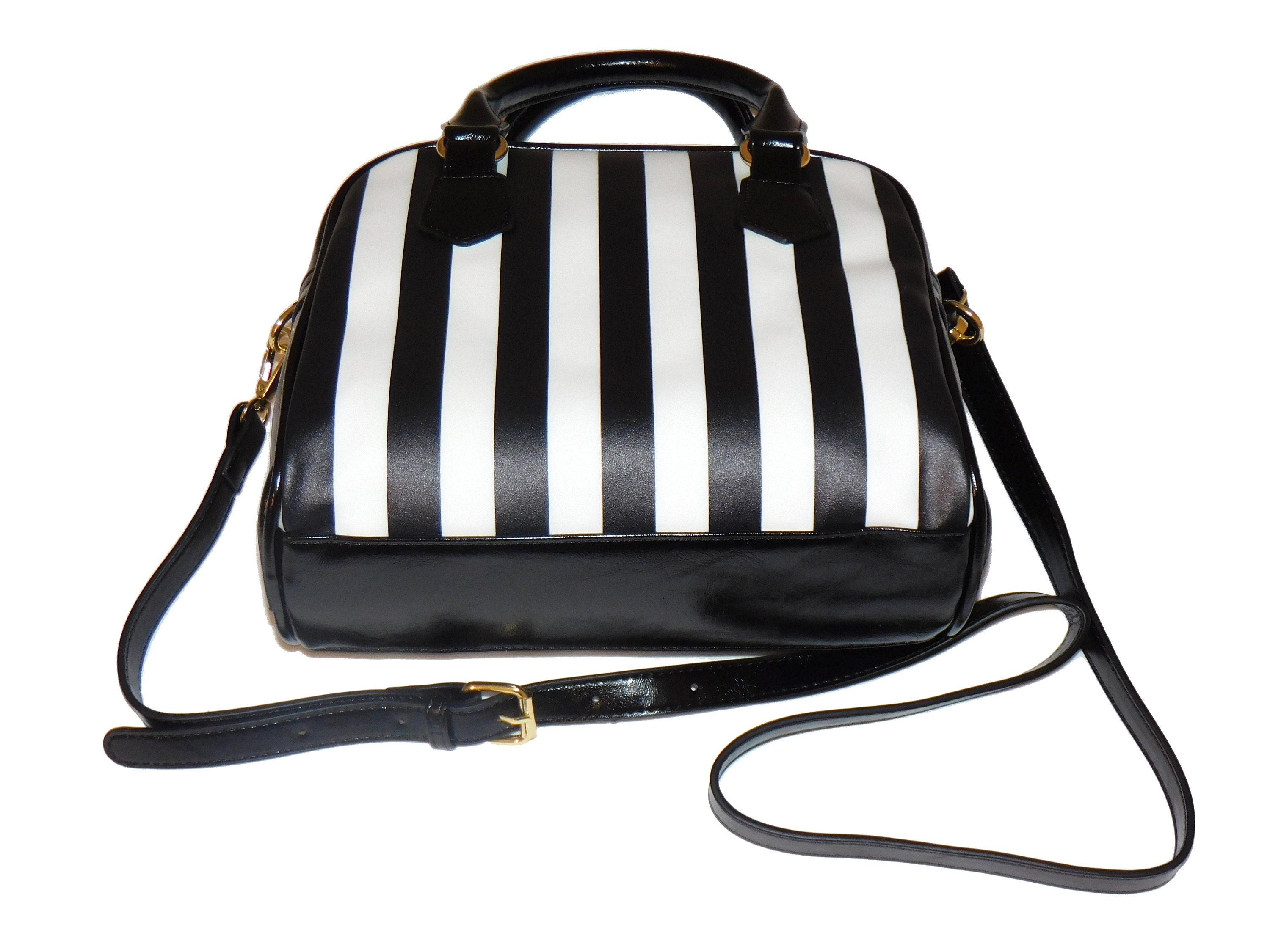 Striped Purse Handbag Black White Nightmare Stripes  display picture 2