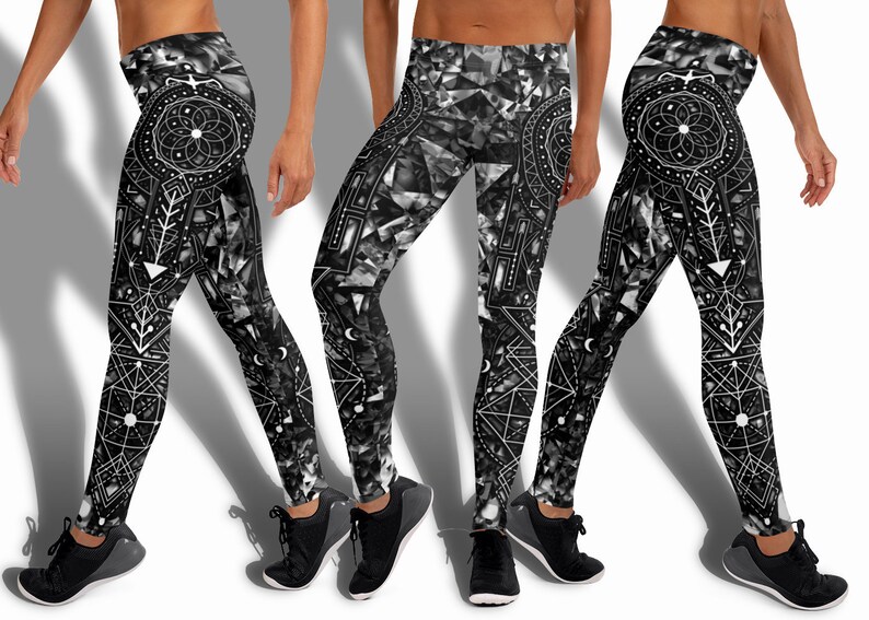 Sacred Geometry Leggings Festival Spritual Symbols Yoga Etsy