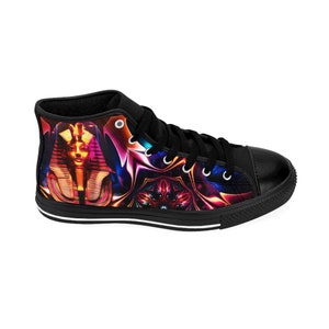 Pharaoh Shoes, King Tut Rave Sneakers Festival Sacred Geometry Hi-Tops EDM Egyptian Gods Tutankhamen Trippy Fractal Psychedelic Anubis Horus image 8