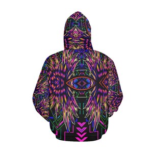 Rave Hoodie, Psychedelic Trippy Owl Psytrance Sweater, Edm Clothing Outfit Sweatshirt Pullover Long Sleeve, Lightweight, Stretchy zdjęcie 2