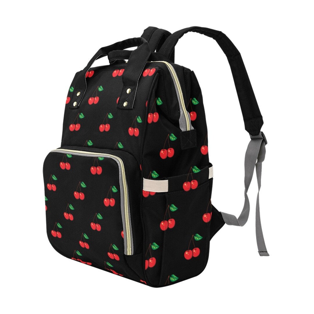 Black Cherry Diaper Bag Backpack Insulated Rockabilly Travel