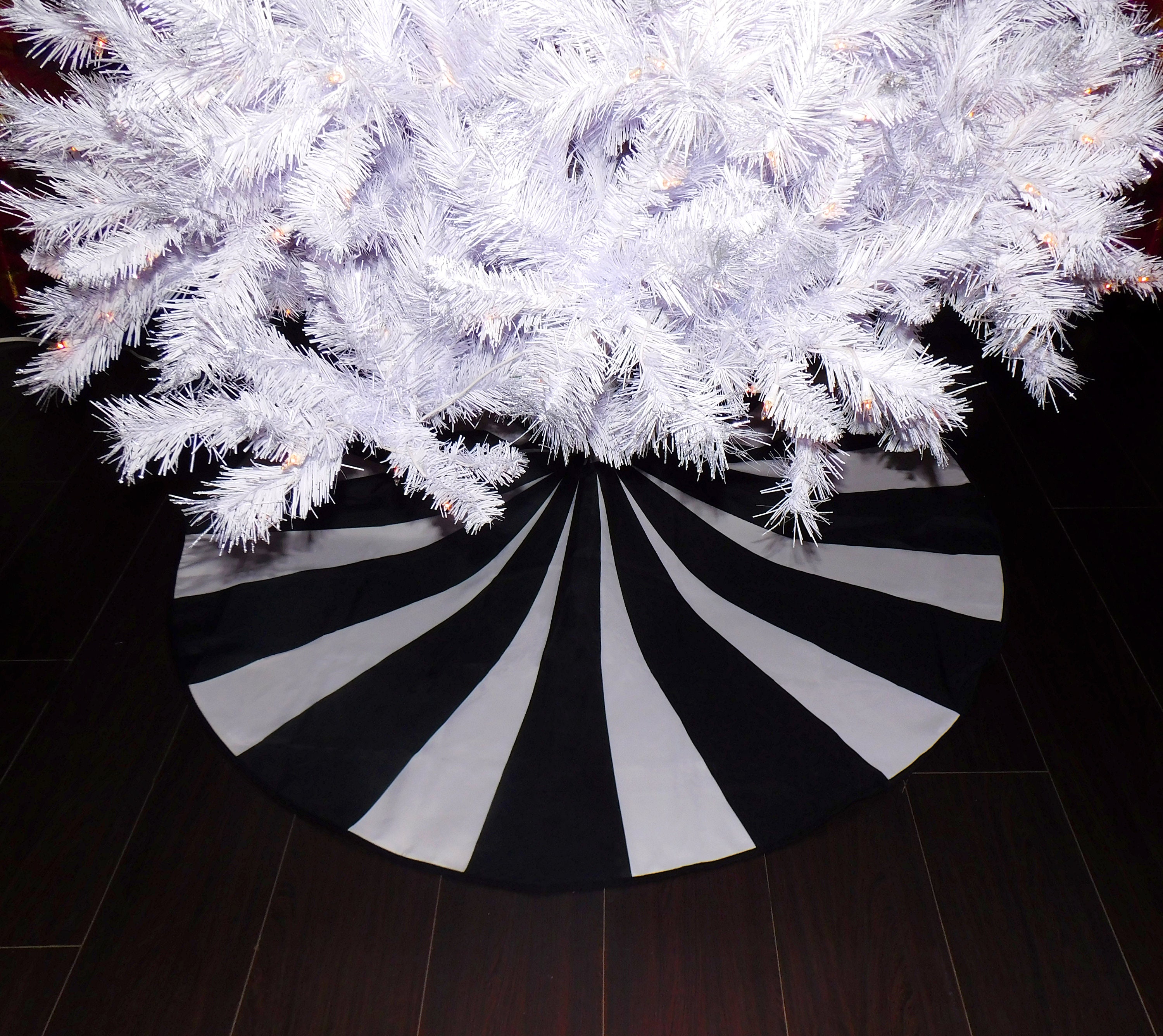 Black White Christmas Tree Skirt Halloween Stripes Nightmare Striped Black And White Christmas Tree Skirt