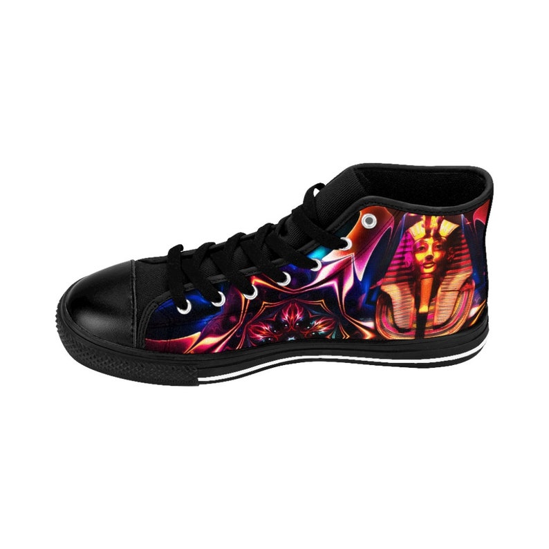 Pharaoh Shoes, King Tut Rave Sneakers Festival Sacred Geometry Hi-Tops EDM Egyptian Gods Tutankhamen Trippy Fractal Psychedelic Anubis Horus image 9