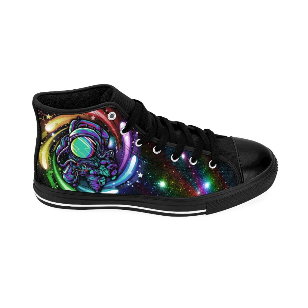 Mens High-top Astronaut Sneakers Lgbtq Galaxy Space Shoes Rainbow Gay Pride Colorful Astronomy Rave Festival Edm High Top Tops Hightops Gift
