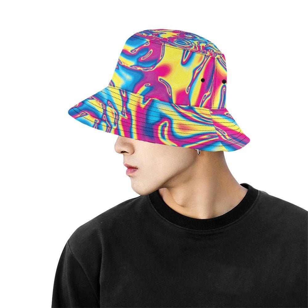 Trippy Psychedelic Bucket Hat Swirly 
