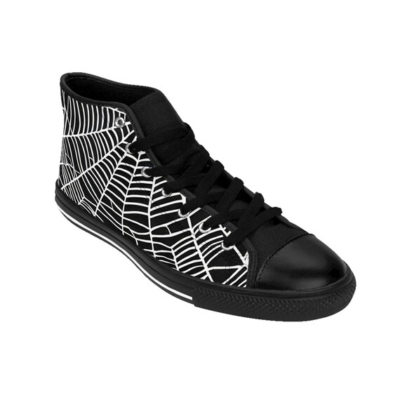 Spiderweb Shoes Mens Goth Sneakers Gothic Black White Spider