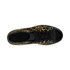 Mens Shoes Black Gold Sneakers Geometric Fashion High Tops Ornamental Luxury Stylish Luxurious Geometry Classy Mod Art Deco Outfit Footwear zdjęcie 2