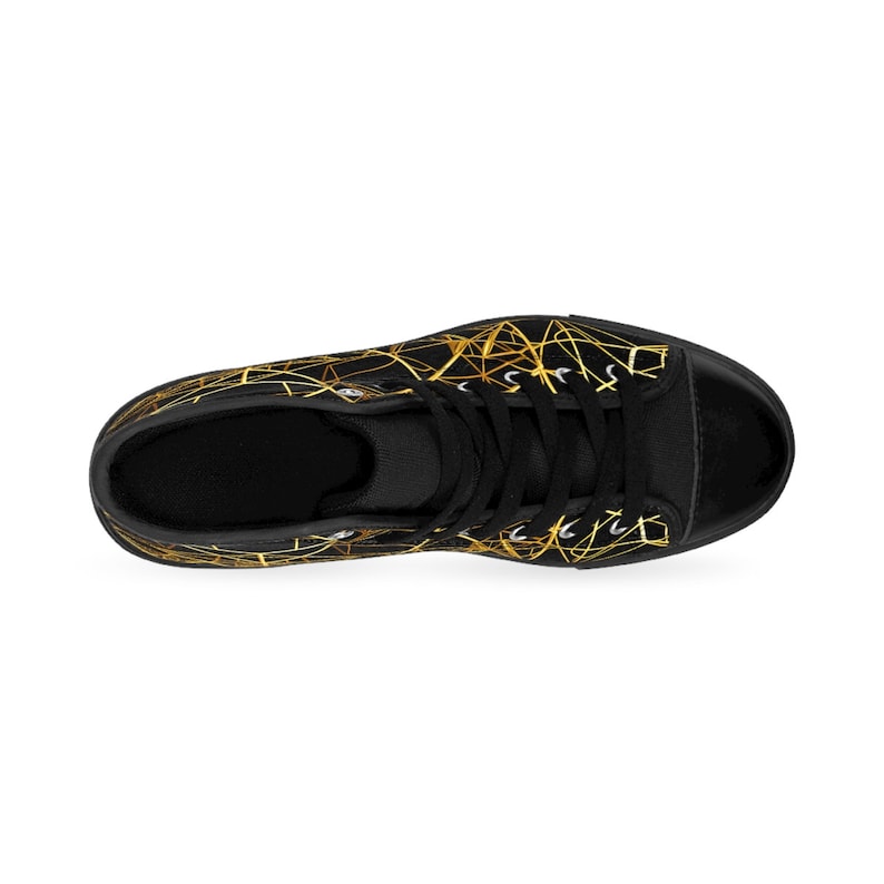 Mens Shoes Black Gold Sneakers Geometric Fashion High Tops Ornamental Luxury Stylish Luxurious Geometry Classy Mod Art Deco Outfit Footwear zdjęcie 2