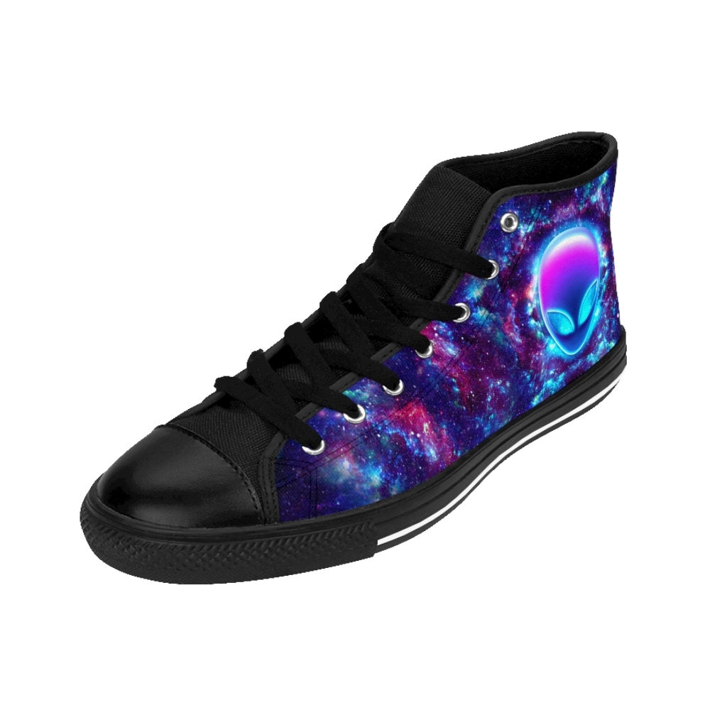 Mens Alien Shoes Galaxy High Tops Space Sneakers Nebula Stars Colorful ...