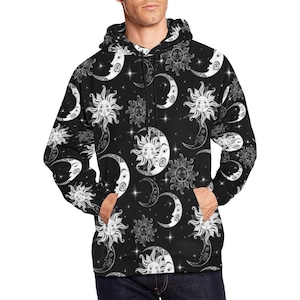 Sun Moon Hoodie Celestial Sweater Pullover Sweatshirt Witchcraft Wiccan Pagan Pastel Goth Gothic Hippie Boho Psychic Tarot Witchy Bohemian