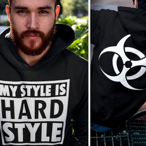 Hardstyle Hoodie, Biohazard Hooded Sweater, Rave Sweatshirt Rawstyle Edm Techno Psystyle Gabber Hardcore Dj Happycore Raver Plur Outfit Wear