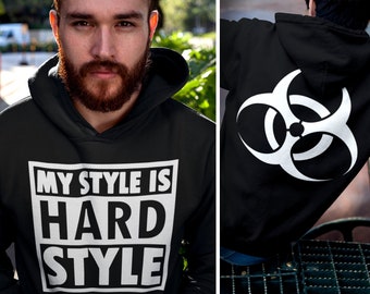 Hardstyle Hoodie, Biohazard Hooded Sweater, Rave Sweatshirt Rawstyle Edm Techno Psystyle Gabber Hardcore Dj Happycore Raver Plur Outfit Wear