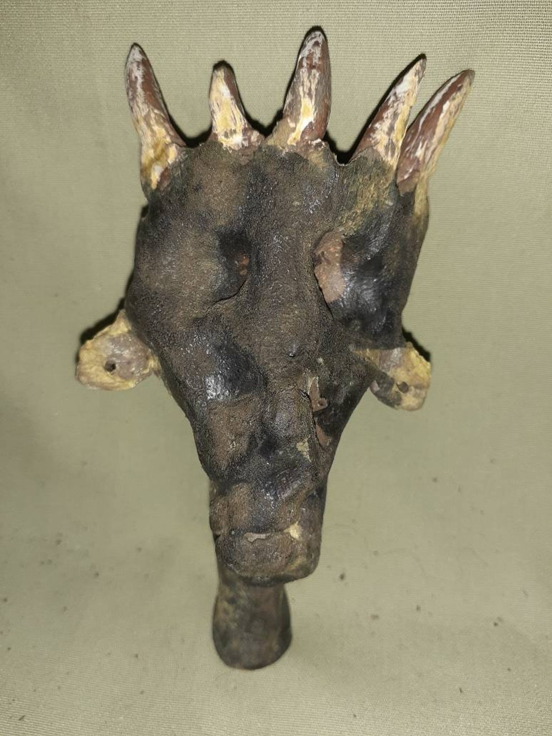 Super Creepy Clay Sculpture Head Devil Voodoo Grotesque Horned Etsy