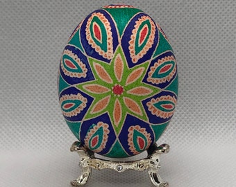 Easter Egg, Easter Decor, Pysanky Egg, Pysanka Egg, Hand Painted Egg, Ukrainian Egg, Decorative Egg, Real Egg, Vintage Egg, Batik - Colors