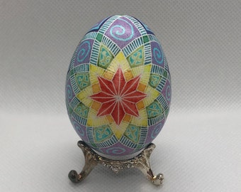 Easter Egg, Easter Decor, Pysanky Egg, Pysanka Egg, Hand Painted Egg, Ukrainian Egg, Decorative Egg, Real Egg, Vintage Egg, Batik -Colors