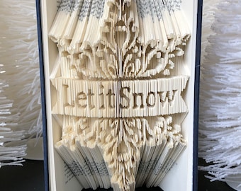 Folded Book Christmas Snowflake Let it Snow