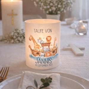 Personalisierte Lichthülle Taufe | Deko Taufe personalisiert | Teelichtdeko | Windlicht Taufe | personalisiertes Windlicht