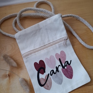 Brustbeutel mit Name für Kinder Umhängebeutel für Kinder Geldbeutel Mädchen Junge Personalisiertes Portmonee kleine Tasche Umhängetasche